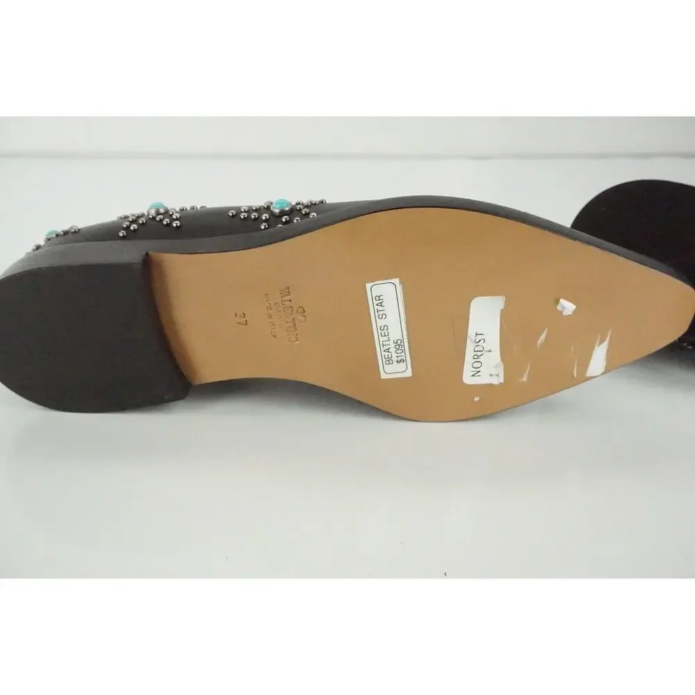 Valentino Beatles Star Studded Pointy Toe Flat Loafer Size 37 New Slip On $1095